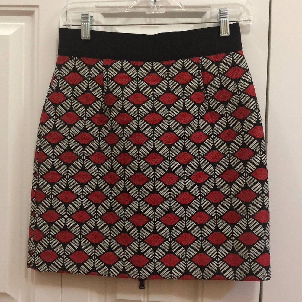 MILLY GEOMETRIC JACQUARD MODEST MINI SKIRT